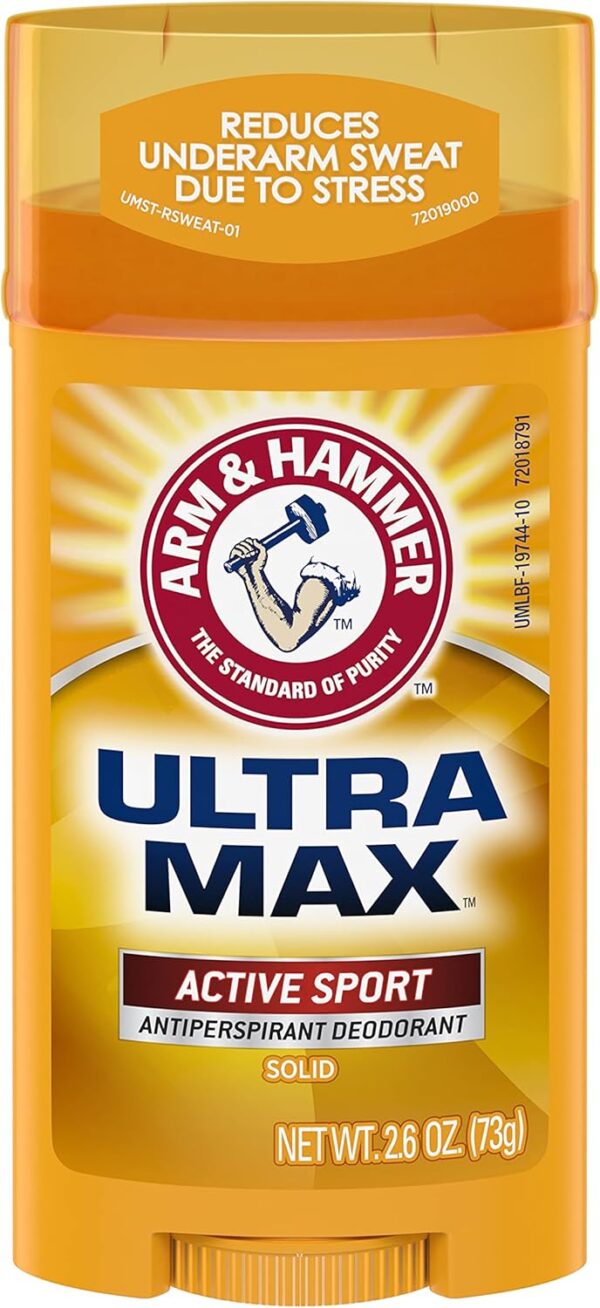ARM & HAMMER and Ultra Max Solid Antiperspirant Deodorant Active Sport 2.6 oz. Original USA